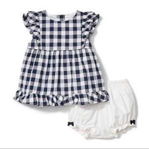 Janie and Jack Navy Gingham 2-Piece Girls Set, 3M
